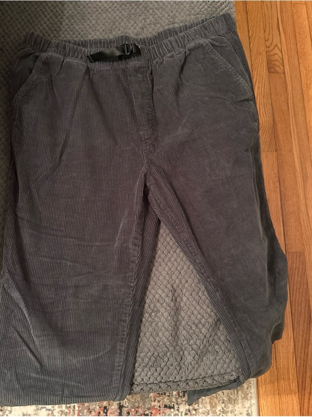 Original Use Men's Corduroy Pants in Charcoal Gray with Integrated Belt